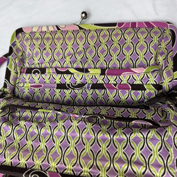 Vera Bradley Alice Loves Me Purple Punch Kiss Lock Purse Bag Quilted Retired - Picture 8 of 14